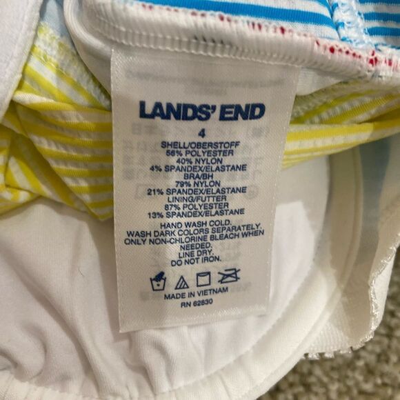 NWT lands end striped criss cross front multi color athletic/ swim top size 4 - Picture 6 of 6